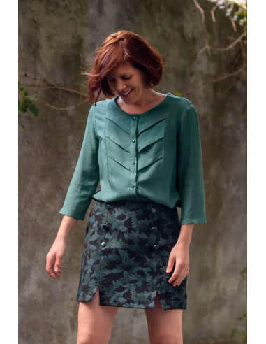 Tissu crêpe de viscose Vert Eucalyptus - Églantine & Zoé