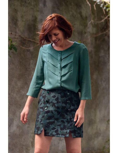 Tissu crêpe de viscose Vert Eucalyptus - Églantine & Zoé