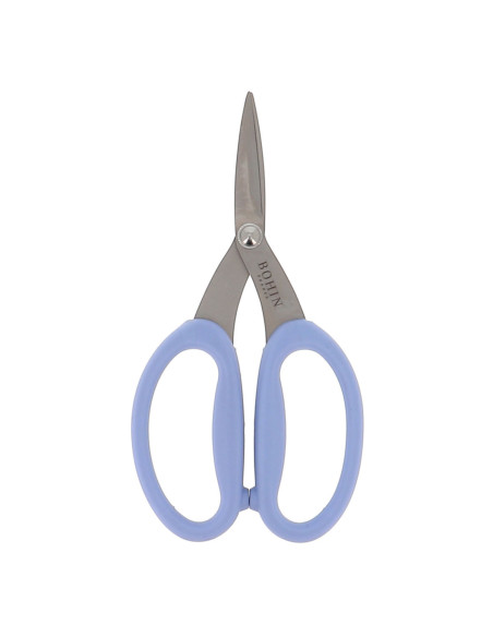 Ciseaux de précision micro-dentés grands anneaux souples Bohin - Bleu
