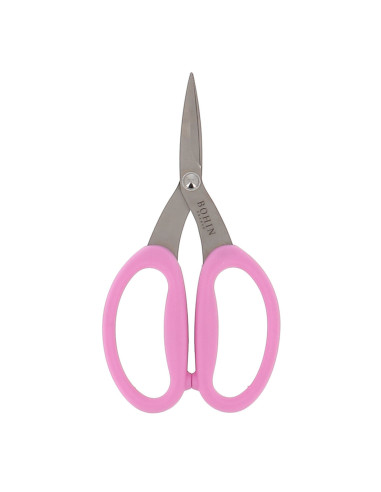 Ciseaux de précision micro-dentés grands anneaux souples Bohin - Rose