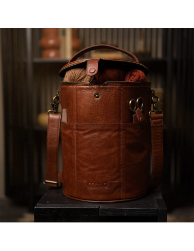 Sac de rangement en cuir pour le tricot Muud Saturn XL - Rich Brown
