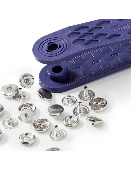Boite de 10 boutons pression anorak Argent avec outil 8 mm