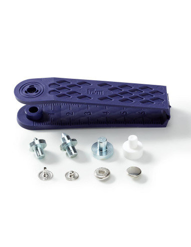 Boite de 10 boutons pression anorak Argent avec outil 8 mm