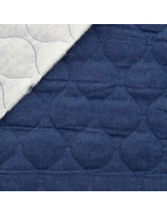 Tissu coton matelassé wave - Denim chambray bleu