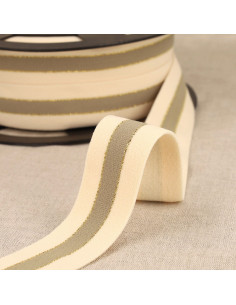 Élastique bicolore lisières or - Beige