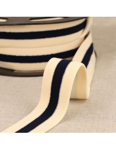 Élastique bicolore lisières argent - Bleu marine