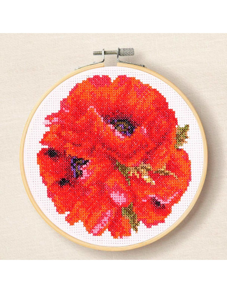 Kit broderie point de croix - Coquelicot rouge