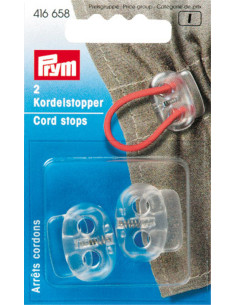 Arrêts cordons plastique avec 2 trous - Transparent