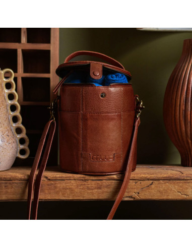 Sac de rangement en cuir pour le tricot Muud Saturn édition limitée - Rich Brown