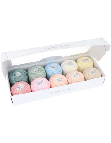 Coffret de 10 pelotes de coton perlé Scheepjes Candy Floss N°10 - Frosting