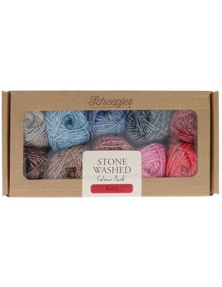Coffret de 10 pelotes Scheejes Stone Washed Colour Pack - Aura