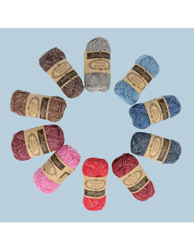 Coffret de 10 pelotes Scheejes Stone Washed Colour Pack - Aura