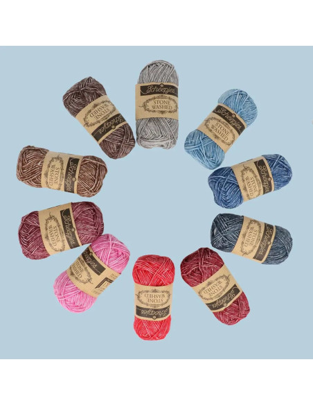 Coffret de 10 pelotes Scheejes Stone Washed Colour Pack - Aura