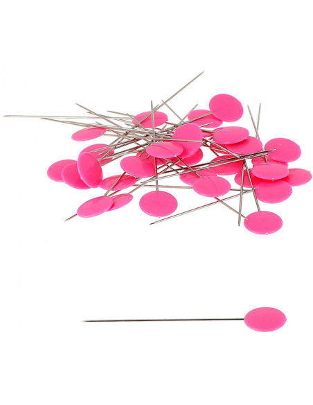Boite de 100 épingles à tête plastique pastilles fuschia Bohin