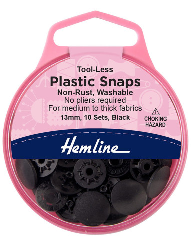 Boutons pression sans pince 13 mm - Noir