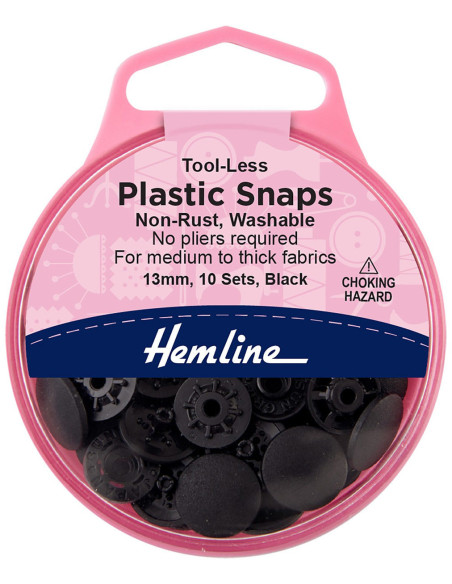 Boutons pression sans pince 13 mm - Noir