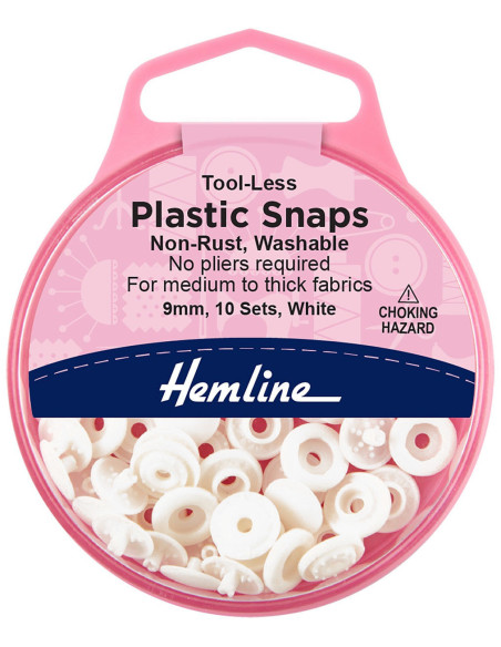 Boutons pression sans pince 9 mm - Blanc