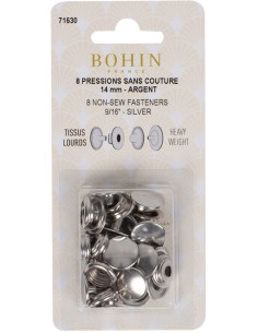 Boite de 8 pressions sans couture tissus lourds 14 mm Bohin - Argent
