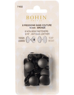Boite de 8 pressions sans couture tissus lourds 14 mm Bohin - Bronze