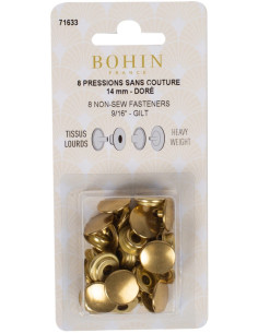 Boite de 8 pressions sans couture tissus lourds 14 mm Bohin - Doré