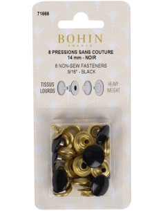 Boite de 8 pressions sans couture tissus lourds 14 mm Bohin - Noir