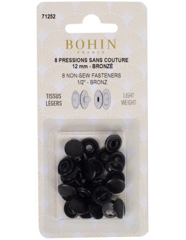 Boite de 8 pressions sans couture jersey 12 mm Bohin - Bronze