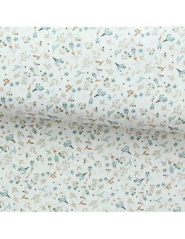 Tissu popeline de coton - Azra naturel et brume