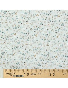 Tissu popeline de coton - Azra naturel et brume 2