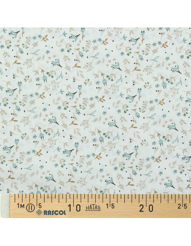Tissu popeline de coton - Azra naturel et brume