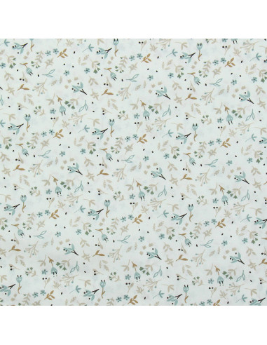 Tissu popeline de coton - Azra naturel et brume
