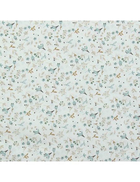 Tissu popeline de coton - Azra naturel et brume