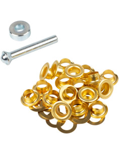 Boite 20 oeillets 8 mm avec rondelles et jeu de pose Bohin - Doré 2