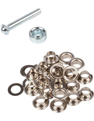Boite 20 oeillets 8 mm avec rondelles et jeu de pose Bohin - Argent