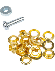 Boite 10 oeillets 11 mm avec rondelles et jeu de pose Bohin - Doré 2