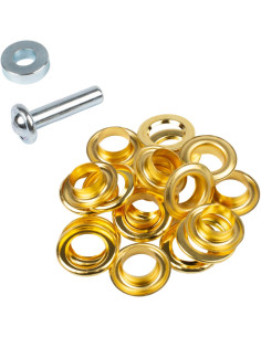 Boite 10 oeillets 14 mm avec rondelles et jeu de pose Bohin - Doré 2