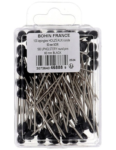 Boite de 100 houzeaux tapissier forme ronde noire Bohin