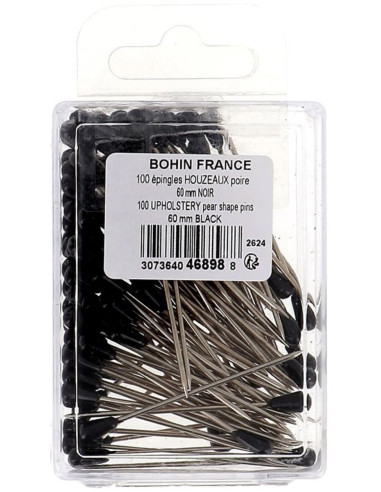 Boite de 100 houzeaux tapissier forme poire noire Bohin