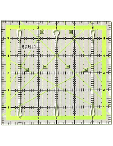 BOHIN France Règle Quilting 12x1 Pouces - Règle Patchwork Acrylique Marquages Fluos, Précision Couture