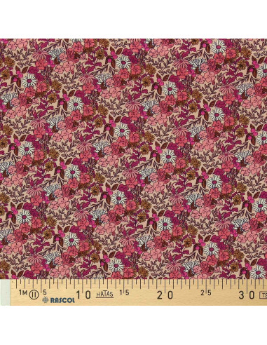 Tissu viscose fantaisie - Souzza rose et pêche