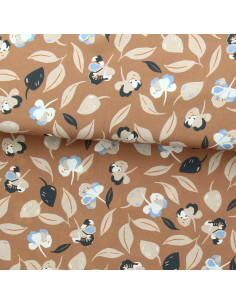 Tissu viscose fantaisie - Flim marron et bleu