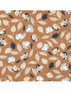 Tissu viscose fantaisie - Flim marron et bleu 2