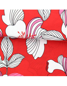Tissu viscose fantaisie - Nellie rouge et rose
