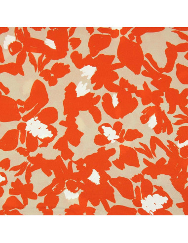 Tissu viscose fantaisie - Boti beige et orange
