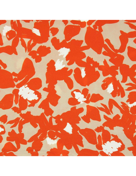 Tissu viscose fantaisie - Boti beige et orange