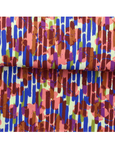 Tissu viscose fantaisie - Noham bleu et rose