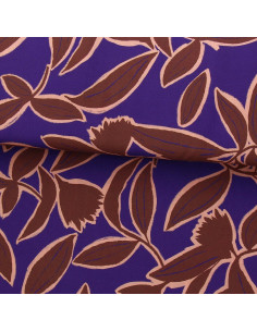 Tissu viscose fantaisie - Kera bleu et marron