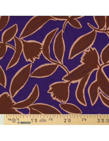 Tissu viscose fantaisie - Kera bleu et marron