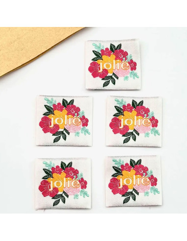 Lot de 5 étiquettes tissées à coudre Jolie