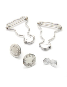 Set de 2 boucles pour salopette 25 mm avec boutons jeans - Argent