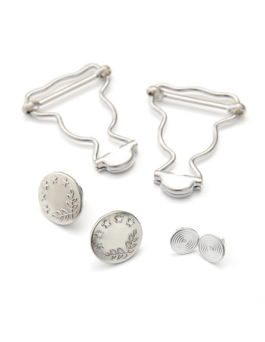 Set de 2 boucles pour salopette 25 mm avec boutons jeans - Argent